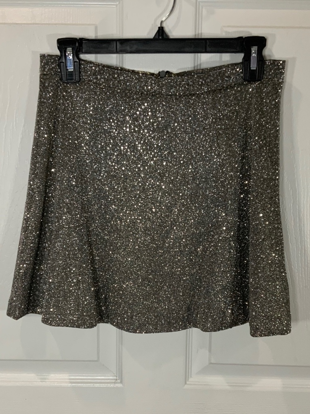 Akira Metallic Silver Sparkle Glitter Flare Mini Skirt Small NWT Holiday Party